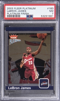 2003-04 Fleer Platinum "Platinum Finish" #183 LeBron James Rookie Card (#65/100) - PSA NM 7